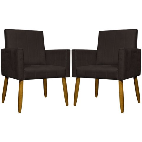 Kit 2 Poltronas Decorativas para Sala Mari Suede Pé Palito