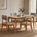 Ver imagem 1 de Conjunto Mesa de Jantar Lia com 4 Cadeiras em Madeira Maciça