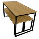 Ver imagem 1 de Conjunto para Refeitório Estilo Industrial Mesa com 2 Bancos Separados Nogal/preto Realme