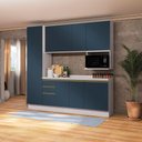 Ver imagem 1 de Armário de Cozinha Compacta Nicho Micro-ondas 100% Mdf 230cm Branco/azul Profundo Celeste