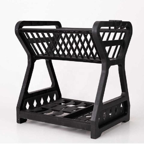 Escorredor de Loucas Duplo Porta Pratos 2 Andares Copo Gancho Talheres Desmontavel Organizador Cozin