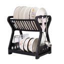 Ver imagem 3 de Escorredor de Loucas Duplo Porta Pratos 2 Andares Copo Gancho Talheres Desmontavel Organizador Cozin