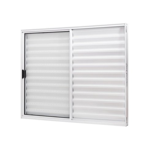 Janela de Alumínio Veneziana 100x120cm 3 Folhas Vidro Liso Slim Modular Ramassol Branco