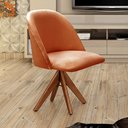 Ver imagem 2 de Poltrona Gaia Pé Giratório Madeira Casa, Escritório, Recepção, Mesa - Veludo Terracota