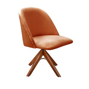 Poltrona Gaia Pé Giratório Madeira Casa, Escritório, Recepção, Mesa - Veludo Terracota