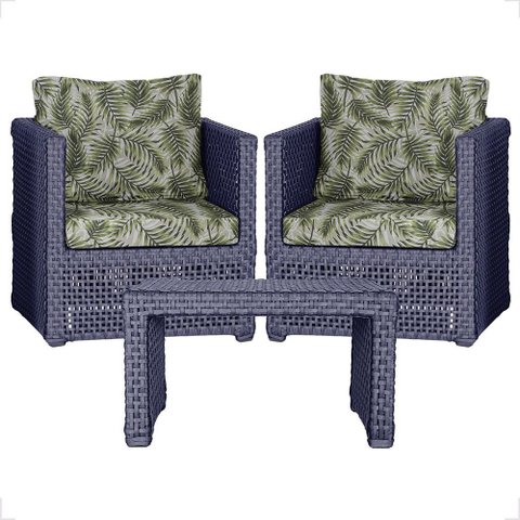 Mesa Centro e 2 Poltronas Madri Corda Náutica Estofado 5 Trama Original