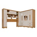 Ver imagem 3 de Guarda-roupa Casal Modulado Andorra 10 Portas 4 Gavetas com Pés e Espelho Cinamomo/off White - Pnr M