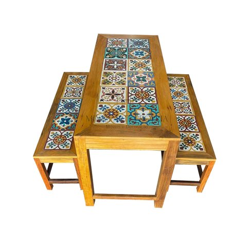 Jogo Mesa de Jantar com Bancos Cozinha Área Gourmet bar madeira demolição MINAS ARTE PRÓPRIA BISTRO 