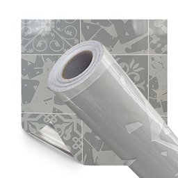 Papel de Parede Adesivo Cozinha Alta Temperatura Azulejo Moderno Cinza Claro - 1