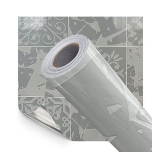 Papel de Parede Adesivo Cozinha Alta Temperatura Azulejo Moderno Cinza Claro