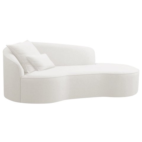 Divã Recamier Curvo Sala de Estar Inglaterra Lado Direito 200cm Bouclé Branco - Incasa Decor