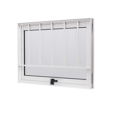Janela de Alumínio Maxim-Ar 60x80cm com Grade e Vidro Boreal Cristal Ramassol Branco