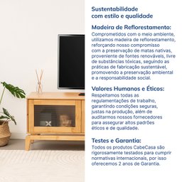 Rack para TV até 60 Polegadas Madeira Maciça Vidro Canelado Seiva CabeCasa MadeiraMadeira - 12