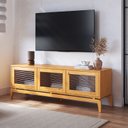 Ver imagem 1 de Rack para TV até 60 Polegadas Madeira Maciça 162cm Pés em Madeira Maciça Vidro Canelado Seiva CabeCasa MadeiraOriginals Marrom