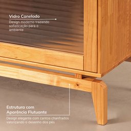 Rack para TV até 60 Polegadas Madeira Maciça Vidro Canelado Seiva CabeCasa MadeiraMadeira - 6