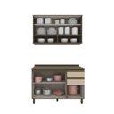 Ver imagem 2 de Cozinha Compacta 2 Peças com Balcão e Aéreo Connect 4 Portas 3 Prateleiras MDF Marrom Móveis