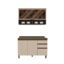 Ver imagem 5 de Cozinha Compacta 2 Peças com Balcão e Aéreo Connect 4 Portas 3 Prateleiras MDF Marrom Móveis