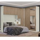 Ver imagem 1 de Quarto Modulado de Canto Casal com Espelho 5 Peças 8 Portas Seletto Henn - Areia/jequitibá