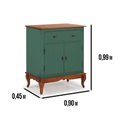 Ver imagem 2 de Balcão Linz com Pés Luis Xv 2 Portas 1 Gaveta 99 X 90 X 45 Cm (a X L X P) - Cor Verde Musgo/imbuia