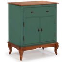 Ver imagem 1 de Balcão Linz com Pés Luis Xv 2 Portas 1 Gaveta 99 X 90 X 45 Cm (a X L X P) - Cor Verde Musgo/imbuia