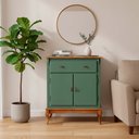 Ver imagem 3 de Balcão Linz com Pés Luis Xv 2 Portas 1 Gaveta 99 X 90 X 45 Cm (a X L X P) - Cor Verde Musgo/imbuia