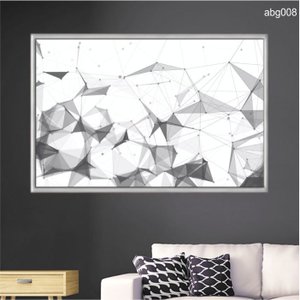 Quadro Decorativo - Abstrato Poligonos Preto e Branco Abg008 Tela Canvas - 80x60cm