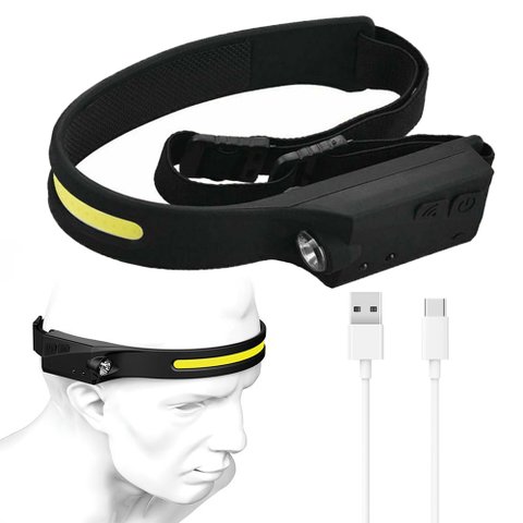 Lanterna De Cabeça Sensor Movimento Led COB XPE Ajustavel Multiuso Cilcismo Pesca Corrida Camping