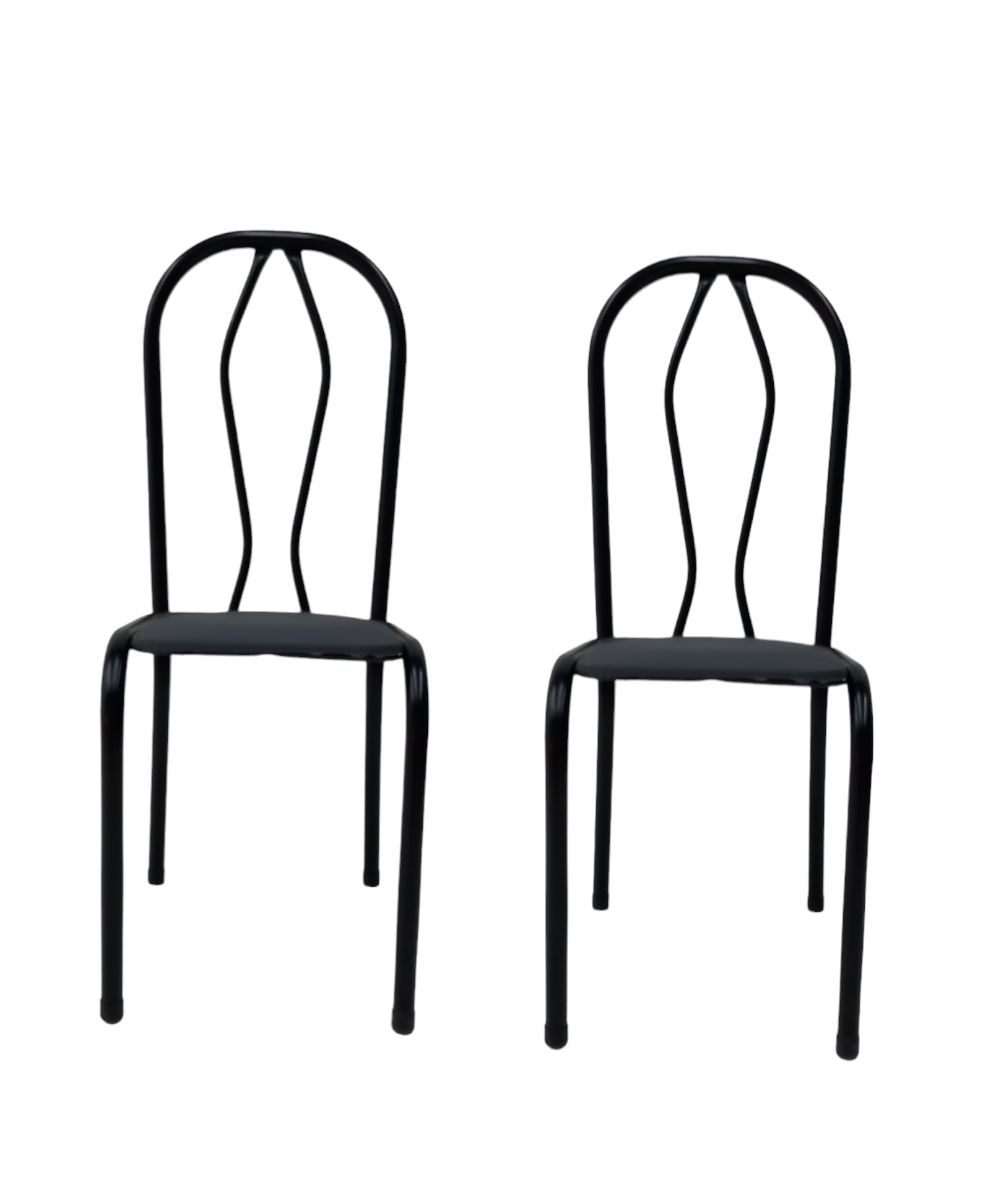 Conjunto 2 Cadeiras Ceci Art Panta Tubo Aço Preto Ass/cinza