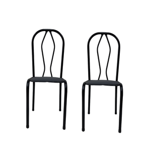 Conjunto 2 Cadeiras Ceci Art Panta Tubo Aço Preto Ass/cinza