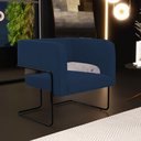Ver imagem 2 de Poltrona Decorativa Scarlett D02 Base de Aço Preto Veludo Azul Marinho B-304 - Lyam Decor