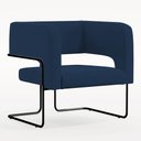 Ver imagem 1 de Poltrona Decorativa Scarlett D02 Base de Aço Preto Veludo Azul Marinho B-304 - Lyam Decor