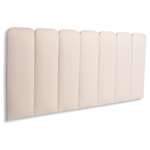 Cabeceira Casal Kit 7 Placas Modelo Arredondada - Suede Creme / Off White