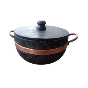 Panela em Pedra Sabão com Alça Cobre de Núnero 2 Curada