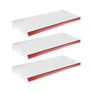 Kit 3 Bandejas Prateleiras 40x91 Para Gôndolas New Plus Com Porta Etiquetas Vermelho - SA Gô
