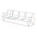 Ver imagem 2 de Cadeira Longarina Tipo Aeroporto 4 Lugares Com Estofado Preto