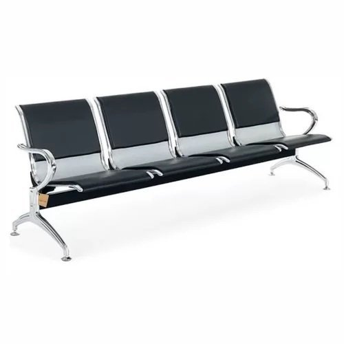 Cadeira Longarina Tipo Aeroporto 4 Lugares Com Estofado Preto - 1