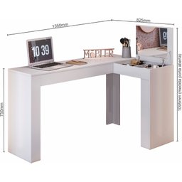 Escrivaninha De Canto Com Camarim Jade Branco - Ninho Decor - 3