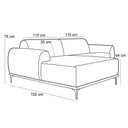 Ver imagem 2 de Sofá 230cm 4 Lugares com Chaise Esquerdo Pés Gold Molino C-107 Linho Bege - Domi