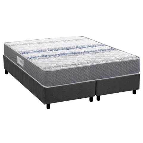 Conjunto Box Queen: Colchão Espuma Herval D60 / Ag65 Timeless + Base Crc Suede Gray (158x198)