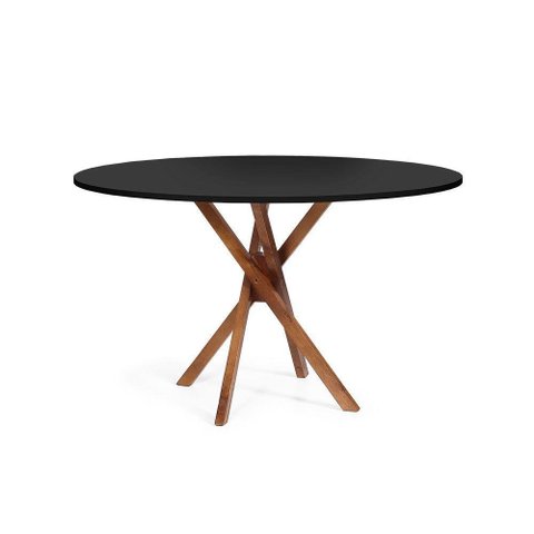 Mesa de Jantar Redonda 4 Lugares 90cm em Madeira June Preta - Straub Web