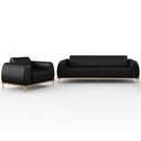 Ver imagem 1 de Kit Sofá 3 Lugares 180cm com Poltrona Molino Pés D'ouro D02 Couríssimo Preto B-159 - Lyam Decor