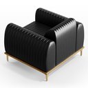 Ver imagem 6 de Kit Sofá 3 Lugares 180cm com Poltrona Molino Pés D'ouro D02 Couríssimo Preto B-159 - Lyam Decor