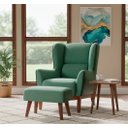 Ver imagem 1 de Poltrona Dekorien Milena Jacar Verde Courano com Puff Premium Decoração