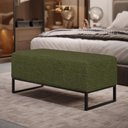 Ver imagem 1 de Puff Decorativo Sala de Estar Cléo 90cm Base de Ferro Preto W01 Linho Verde- Lyam Decor