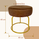 Ver imagem 4 de Puff Decor Veludo Marrom Dourado Redondo Puff Sala Quarto Penteadeira