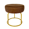 Puff Decor Veludo Marrom Dourado Redondo Puff Sala Quarto Penteadeira - 1
