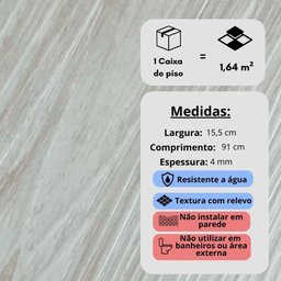 Piso Vinílico Rígido Clicado Amadeirado Off White 4mm - Caixa com 1,64 M² - 3