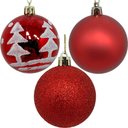 Ver imagem 1 de Kit 27 Bolas Natalino Enfeite Árvore Natal Vermelho Glitter