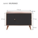 Ver imagem 5 de Aparador Buffet Retrô Murano 3 Portas MDP 115cm Carvalho e Preto Mercado Das Prateleiras