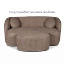 Ver imagem 2 de Sofá com Chaise Ilhéus 3 Lugares Fixo 180cm Marrom Bouclê
